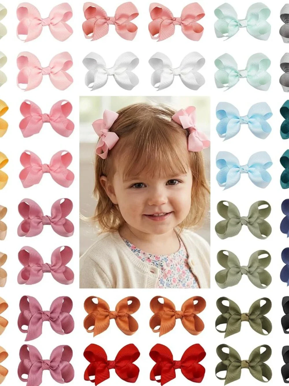 40Pcs 3 inch Hair Bows for Girls Grosgrain Ribbon Toddler Back to School Hair Ac
